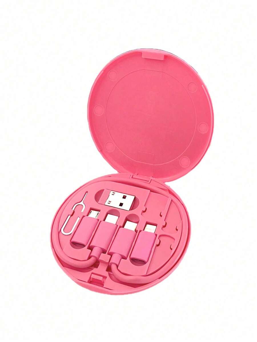 Gesen USB 适配器套件：多充电线盒、手机支架托盘、弹出销、数据线收纳盒兼容 /Android/Type-C/兼容 、Android、相机、MP3 通用适配器 - 粉紅色 - 查看 1