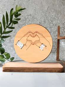 1 件手工制作的波西米亚风格激光切割人造木质新生儿出生公告板，配有医院 ID 手环架、宝宝出生名片、姓名和日期、婴儿房装饰照片道具、优雅的宝宝公告板、2D 图形设计