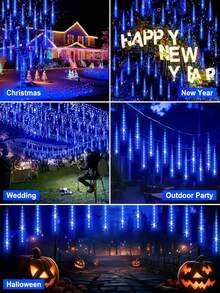Outdoor Christmas Lights Meteor Shower Lights 8 Tubes 192/288LED Snow Falling Rain Drop Light -IP65 Waterproof, Dripping Icicle String Light For Christmas Tree Decorations Xmas Wedding Party, Blue,Multicolor,Warm White,White - Solar Led String Light - View 11