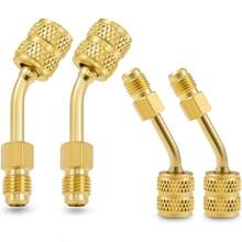 R410a Adapter, 516 Female To 14 Male Conditioner Hose Connectors R410a Refrigerant Split HVAC Recharging More, Set Of 4 Angled Adapters