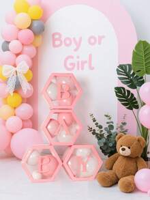 粉色透明字母婴儿淋浴盒生日婚礼定制名字气球盒、生日派对装饰、性别揭示装饰、圣诞装饰大透明盒、生日装饰背景、节日派对装饰、家居装饰、壁炉装饰、婴儿淋浴盒、背景摄影道具 - 彩色 - 查看 10