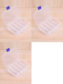 1pc/2pcs 5-Compartment Organizing Box For Makeup Or Hair Accessories, Portable Partitioned Container With Buckle - Clear - View 9