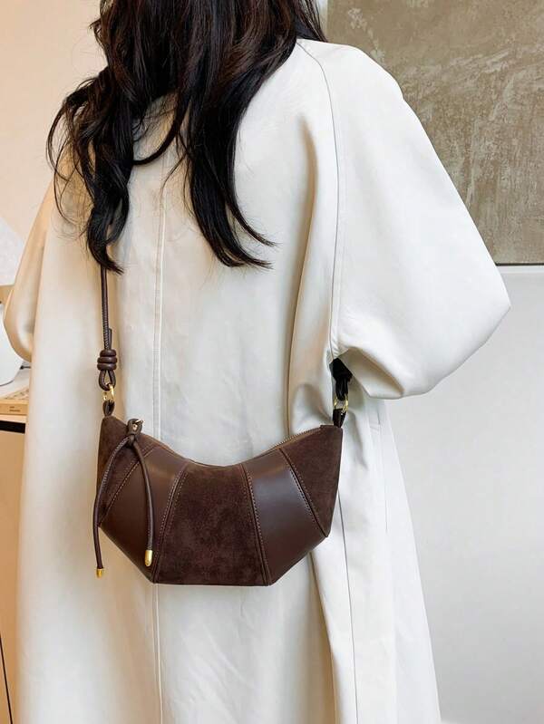 Premium Horn-Shaped Small Crossbody Bag, Velvet Texture, New Stylish One Shoulder Underarm Dumpling Bag