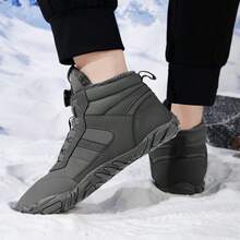 Botas cortas impermeables para hombres, botas de invierno de tacón bajo, zapatos de invierno negros de moda, botas de nieve cálidas, botines