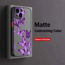 Diseñada con un tema de mariposa de moda para evitar resbalones, esta lujosa funda para teléfono es compatible con varios modelos desde hasta 16 Pro Plus, incluyendo versiones mini de 2020 a 2022, con una superficie transparente mate. - Colores mixtos - Ver 4
