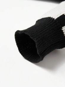 Manfinity Hypemode Men's Color-Block Button-Up Long Sleeve Cardigan Sweater - 黑與白 - 查看 3