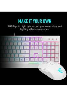 MSI Vigor GK30 Gaming Keyboard & GM11 Gaming Mouse Combo - Mechanical Membrane Switches, 6-Zone RGB, Water Repellent & Splash-Proof, 5000 DPI - White - 白色 - 查看 4