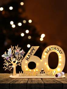 18/30/40/50/60 Geburtstags-Zahlen-förmige Holzdekorationen, mit LED-Lichterkette, Geburtstagsdekoration, LED-Lichtständer für "Alles Gute zum Geburtstag", Holzzahl-Nachrichtenbrett, Tischdekor, Heimdekoration, Raumdekoration, Schreibtischdekoration, Geburtstagsparty-Beleuchtung, Partyartikel, Geburtstagsgeschenk, geeignet für Männer und Frauen - Geburtstagsständer - Übersicht 7