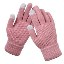 Women's And Men's Winter Ski Magic Gloves Warm Full-Finger Stretch Knitted Polyester Blend With Elastic Acrylic Mittens Jacquard Design For Touch Screen For Outdoor & Cycling