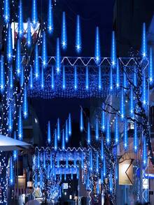 Outdoor Christmas Lights Meteor Shower Lights 8 Tubes 192/288LED Snow Falling Rain Drop Light -IP65 Waterproof, Dripping Icicle String Light For Christmas Tree Decorations Xmas Wedding Party, Blue,Multicolor,Warm White,White - Solar Led String Light - View 5