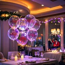10/20 Pack LED Balloons, 24 Inches Light Up Balloons, Clear Helium Bobo Balloons, Glow Bubble With String Lights For Valentines Day, Halloween, Christmas, Wedding, Birthday Party Decoration - 彩色 - 查看 5