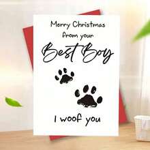 1pc Funny 'Goodest Girl' Christmas Card - Dog Paw Prints & 'I Paw You' Message, Whimsical Holiday Card For Dog Lovers (Comes With Envelope) - Perfect For Christmas, Thanksgiving, Halloween - Ideal For Anyone (With Envelope + Greeting Card)" (11cm X 16cm) Christmas Gift Card" A Gift Suitable For Everyone A Card Suitable For Giving To Colleagues