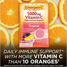 Emergen-C 1000mg Vitamin C Powder For Daily Immune Support Caffeine Free Vitamin C Supplements With Zinc And Manganese, B Vitamins And Electrolytes, Super Orange Flavor - 30 Count - Flavor NameF - 查看 3