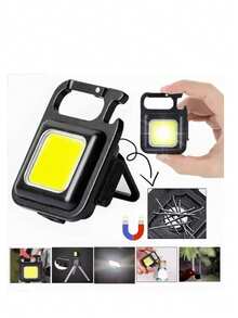 Mini Linterna Led Llavero, lámpara De Mano Recargable Usb - Negro - Ver 6