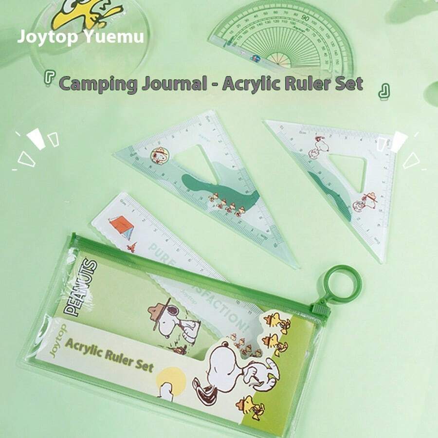 SNOOPY 1 Piece Acrylic Ruler Set With Four Pieces, Student Stationery Exam Tool