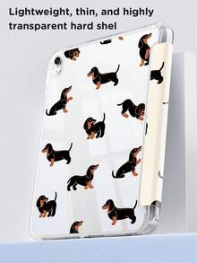 Funda de tableta de cristal transparente de acrílico con diseño de cachorro de dibujos animados de doble cara, compatible con Samsung Galaxy Tab A9, iPad Air 11 pulgadas (M2) 2024 e iPad de 10.a generación - resistente a golpes, con ranura para lápiz, función de suspender/activar, soportes plegables - regalo perfecto para Navidad, vacaciones y Año Nuevo