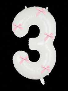 Balões metalizados brancos com números de 0 a 9, 81 cm (32 polegadas), com laço rosa. Ideais para festas de aniversário, Dia dos Namorados, aniversários de casamento, Natal e Ano Novo. - Branco - Ver 17