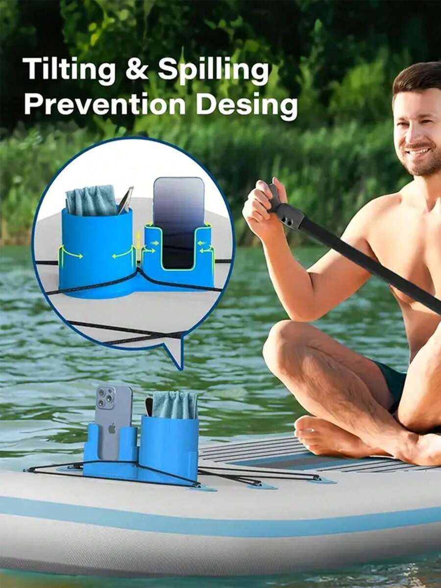 3-Color PP Material Drink Holder For Kayak & Surfboard - Blue, Pink, Black, Fits All Types, Kayak Accessories, Beach, Lakeside