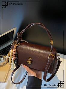 Vintage Suede Patchwork PU Leather Women's Handbag, Shoulder Bag, Daily Commute Small Square Bag