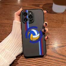 Funda de Teléfono con Diseño de Voleibol y Baloncesto para Apple 8 X XS XR SE 11 12 13 14 15 16 Pro Plus 2020 2022, Funda Transparente Mate de TPU de Cobertura Completa, Funda Protectora Negra Suave - Colores mixtos - Ver 2