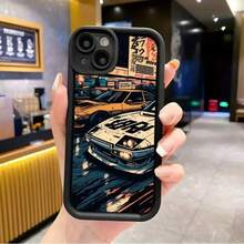 Funda de Teléfono con Patrón de Carro de Carreras de Dibujos Animados Creativos, Nueva Escalera de Ojos de Cielo, Divertida, Simple, a la Moda y  para Hombres y Mujeres, Compatible con iPhone - Colores mixtos - Ver 4