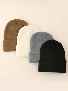 4 chiếc mũ len trẻ em, mũ len beanie màu trơn ấm áp cho bé trai và bé gái, thích hợp cho hoạt động ngoài trời và mặc hàng ngày - Nhiều màu - Xem 25