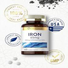 Carlyle Iron Ferrous Sulfate 325mg, 65 Mg | 400 Tablets | Non-GMO, Gluten Free, And Vegetarian Supplement | High Potency - Trắng - Xem 6