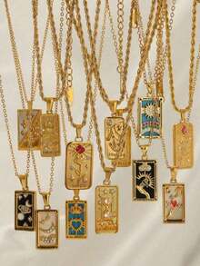 原创新款女王魔术师月亮项链无锈蚀不锈钢首饰 18K 镀金装饰