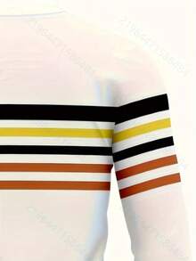 Plus Size Men's Fashion 3D Geometric Pattern Lightweight Long Sleeve T-Shirt - Casual Crew Neck, Polyester, Thin, Machine Washable - Multicolor - View 4