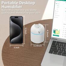 Portable Mini Humidifier, 250ML 3-In-1 Cool Mist With Aroma Pads, Colorful Night Light, USB For Car And Travel - Hồng - Xem 2