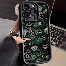 Black & Green Abstract Eye TPU Shockproof Protective Case Compatible With Apple 7/8/X/XS/XR/XS Max/11/12/13/14/15 Pro Max - الأسود - مشاهدة 3