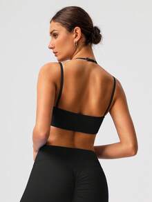 Women's Halter Neck Multi-Shoulder Adjustable Straps Double Layer Beauty Back Yoga Fitness Sports Bra - 彩色 - 查看 7