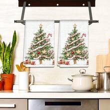 2/4 pièces Serviettes à vaisselle imprimées avec motif sapin de Noël, super absorbantes en microfibre moderne pour la cuisine et la cuisson, douces et très absorbantes, excellent cadeau pour les voisins, mamans, amis, pendaison de crémaillère, décoration de Noël, accessoires de cuisine