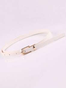 女士经典PU皮革细腰带套装 - 纯色搭扣可调节腰带，适合S码裤子、连衣裙、休闲装和办公室派对服装，必备衣橱配饰