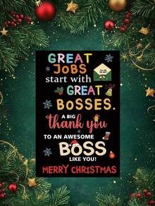 1 Stück süße Weihnachts-Dankeskarte als Geschenk für Chef, Leiter, Manager, Lustige Weihnachtskarte als Geschenk für Männer und Frauen, beste Weihnachts-Dankeskarte für den Chef, Weihnachtsgeschenkideen - Verschiedenfarbig - Übersicht 5