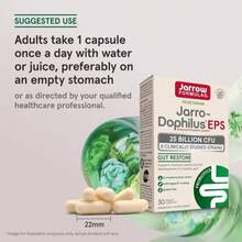 Jarrow Formulas Jarro-Dophilus EPS Gut Restore Probiotics 25 Billion CFU With 8 Clinically-Studied Strains, Dietary Supplement For Intestinal And Immune Support, 30 Veggie Capsules, 30 Day Supply - Flavor NameB - 查看 7