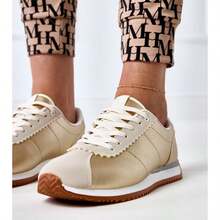 White Canvas Sneakers With Black Insert Mydland - Gold - View 4