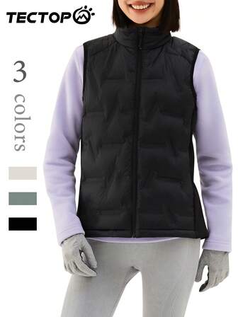 TECTOP Women's Outdoor Down Vest Jacket, Lightweight Autumn/Winter Sleeveless Down Coat, Zip-Up Stand Collar With Pockets