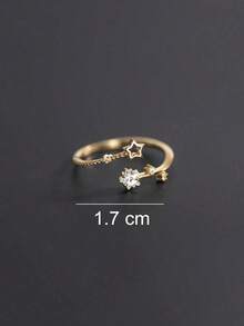 Rhinestone Star Decor Cuff Ring - 黃金 - 查看 3