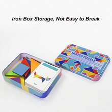 Wooden Children Puzzle Toys Travel Tangram Puzzle Preschool Education Tangram Game Building Blocks Learning Game Kids Festival Toy Early Education Sorting Games Toys Children Gift Wooden Colorful Tangrams Iron Box Storage - Multicolor - View 7
