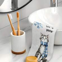 1 pièce/2 pièces/100 pièces Serviettes de cuisine et lavettes avec motif d'impression de chat de Noël, convient pour la décoration intérieure des restaurants, cuisines, salles de bain, décoration de fête, cadeaux de Noël