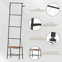 Blanket Ladder With Shelf, Blanket Rack Stand For Living Room, Standing Towel Racks For Bathroom, Freestanding Blanket Holder Rack With Shelf, Rustic Brown - 棕色 - 查看 5