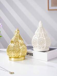 1pc European Style Metal Hollow Gourd Shaped Decorative Candle Holder Lamp, Suitable For Church Decor, Ramadan Lantern, Islamic Style, Moroccan Decor, Home Room Decor, Bar, Restaurant Decor, And Gift - Multicolor - View 7