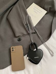 Children's Cross-Body Shoulder Bag, Heart-Shaped Earphone Bag, Fashion Bag, Mini Coin Purse, One-Piece