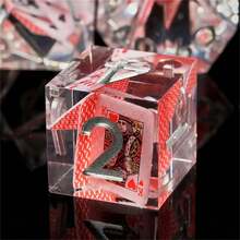 7 Stücke Poker Würfel Set, Harz Würfel Set geeignet für Rollenspiele, Würfel Set mit Spielkarten, kreative Würfel