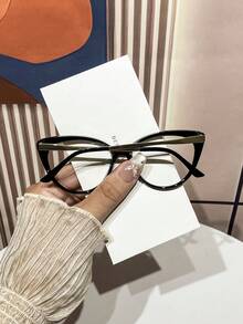 1 Pair Women's PC Classic Retro Cat Eye Full Frame Fashion Flat Glasses, Suitable For Street Style, Photography, Music Festivals - Multicolor - View 4