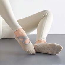 1 Paar Damen Pilates Socken, Yoga Socken mit rutschfestem strukturiertem offenen Zehendesign, geeignet für Yoga, Pilates, Ballett, Balletttraining und barfuß Workouts