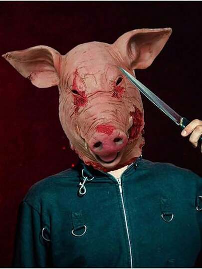 1 pièce Nouveau masque de porc à la tronçonneuse d'horreur d'Halloween, masque en latex d'animal, accessoire pour adulte, couvre-chef de clown