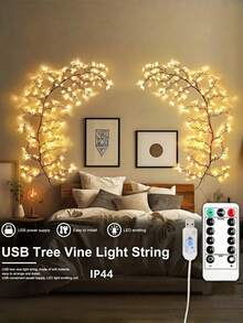 1pc 96 LED Flexible Willow Twig Vine Light - USB Powered, Bendable Birch Tree Lights, 8 Modes, Vine Decor Lights, Indoor Atmosphere Lighting, Easy Wall-Mounted Design, Warm/Multi-Color, Perfect Gift For Living Room, Party, Holiday, Birthday, Home, Bedroom, Wedding, New Year, Christmas, Halloween, Thanksgiving