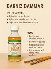 Barniz Dammar protege y da brillo a tus obras 120ml producto artístico pintura óleo acrílico conservación acabado profesional sellador materiales resistentes presentación práctica decoración arte manualidades gama premium cuidado - Barniz Dammar - Ver 3